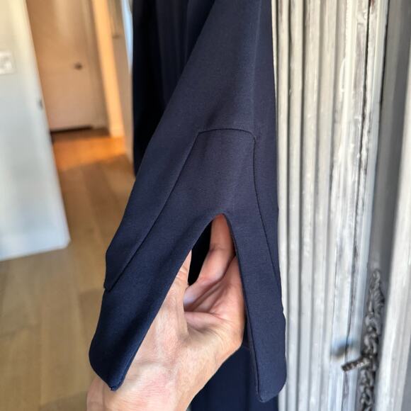 Jude Connally Dress Sz M Navy Blue Knit Midi Shift 3/4 Sleeve Classic Chic $228 - Picture 6 of 13